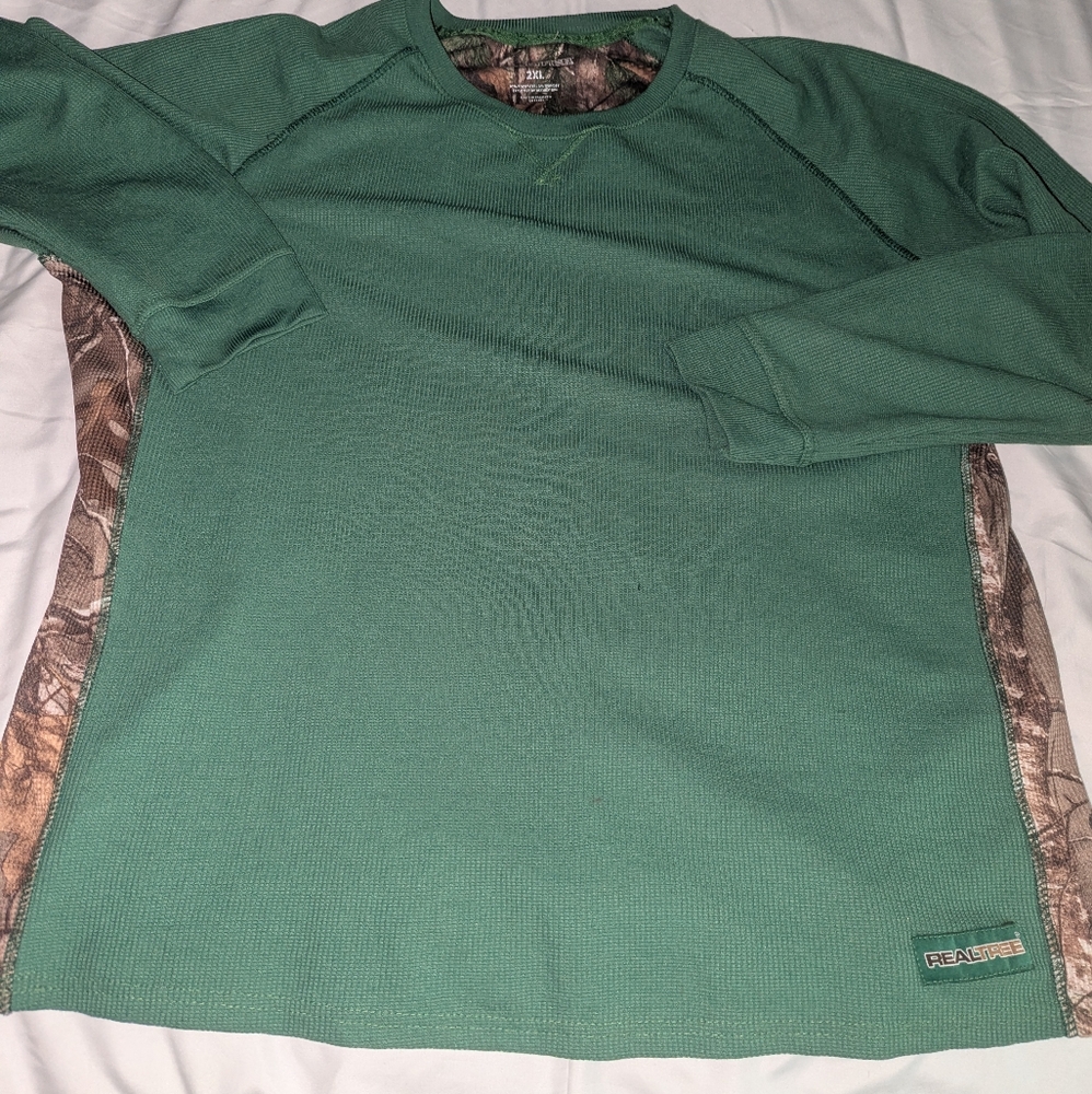 Realtree Men's XXL Green Camo Long Sleeve Camo Thermal Shirt